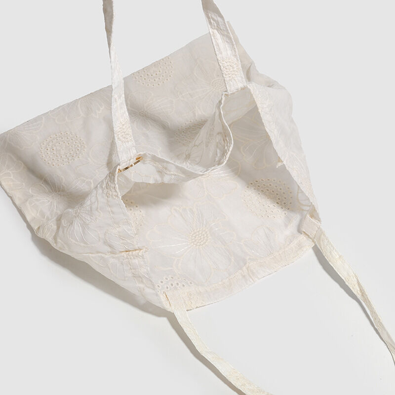 Borsa A Tracolla Quadrata Da Donna In Poliestere Tinta Unita Con Ricami Floreali, Stile Chic Parigino. Immagine4