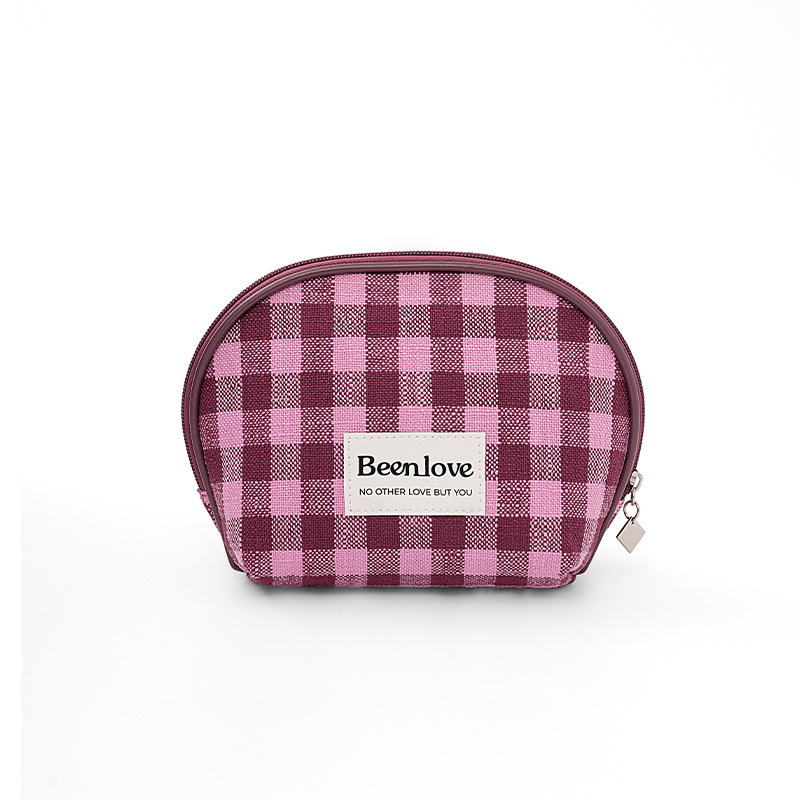 Simple Series Daily Solid Color Plaid Polyester Makeup Bags