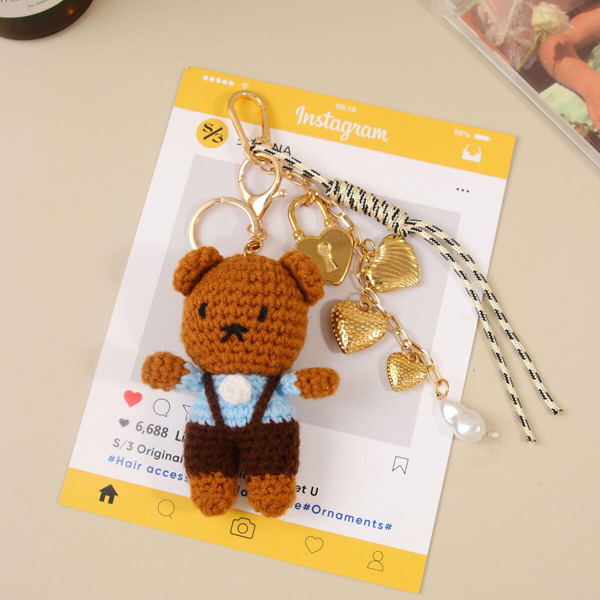 Simple Series Cute Heart Animal Twist Woven Lock Polyester Bag Charms