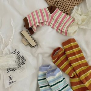 Basic Stripes Color Clash Mid-Calf Socks h5 Picture3