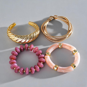 Simple Series Daily Irregular Shape Gradient Color Acrylic Women's Bangles h5 