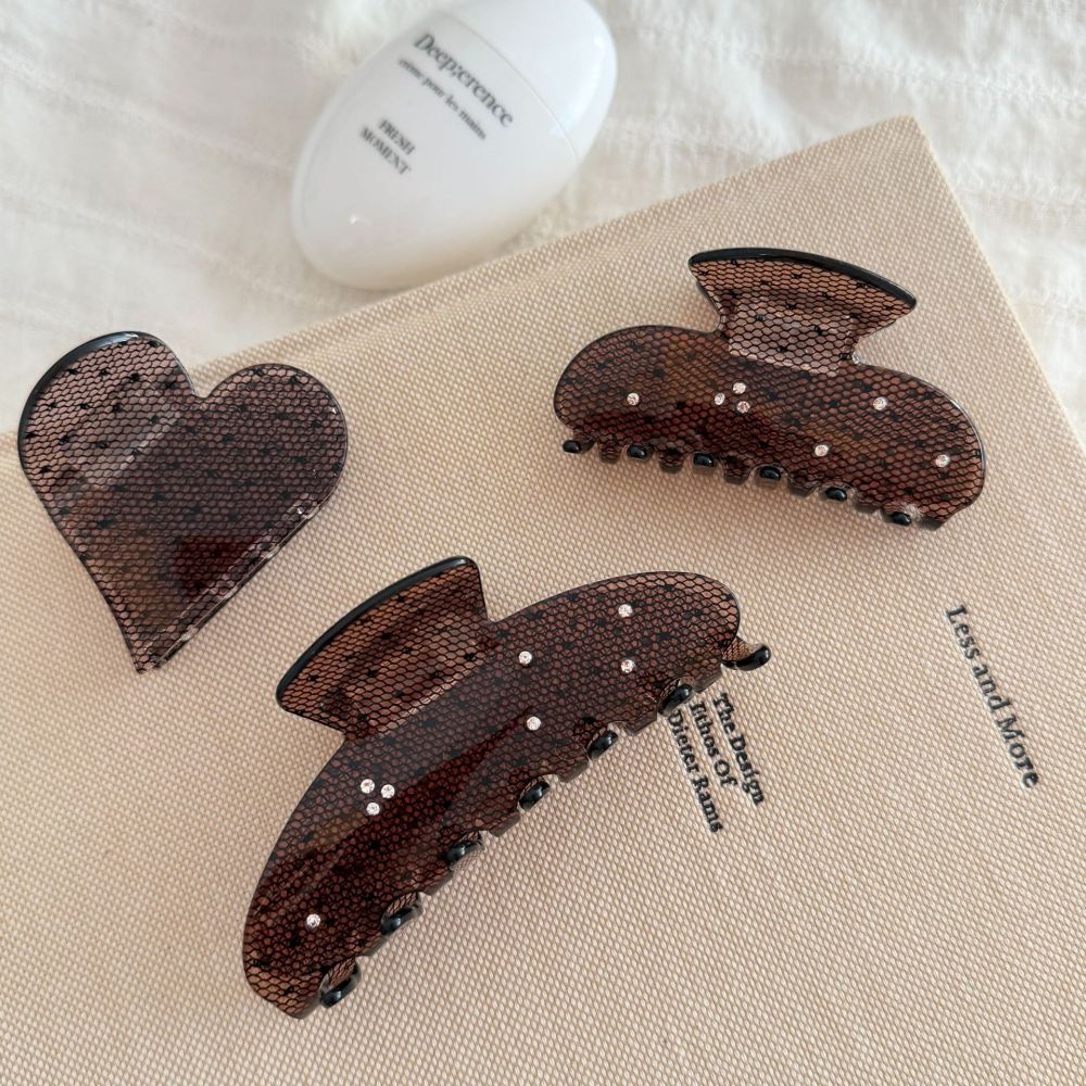 Romantic Series Elegant Solid Color Woven Pvc Rhinestone Hair Claws Picture4