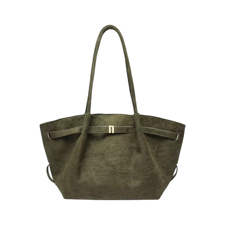 Casual Style Metal Hardware Solid Color Suede Women's Pillow Tote Bags 