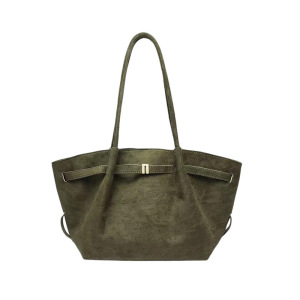 Casual Style Metal Hardware Solid Color Suede Women's Pillow Tote Bags h5 