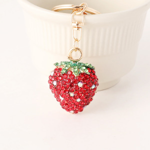 Luxurious Series Daily Strawberry Alloy Rhinestone Keychain h5 Picture2