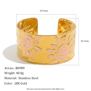Simple Series Sweet Sun Stainless Steel Waterproof Gold Color Women's Bangles h5