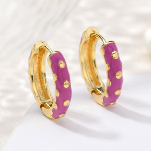 Simple Series Retro Polka Dots Circle Alloy Gold Color  Women's Hoop Earrings h5 