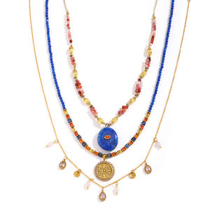 Romantic Series Retro Irregular Shape Beads Ellipse Shape Natural Stones Gold Color Women's Beaded Necklaces h5 Picture3