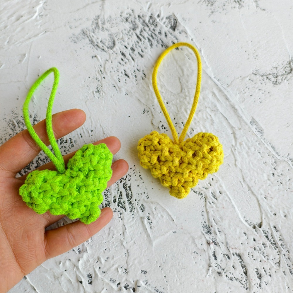 Romantic Series Simple Heart Woven Cotton Bag Charms Picture4