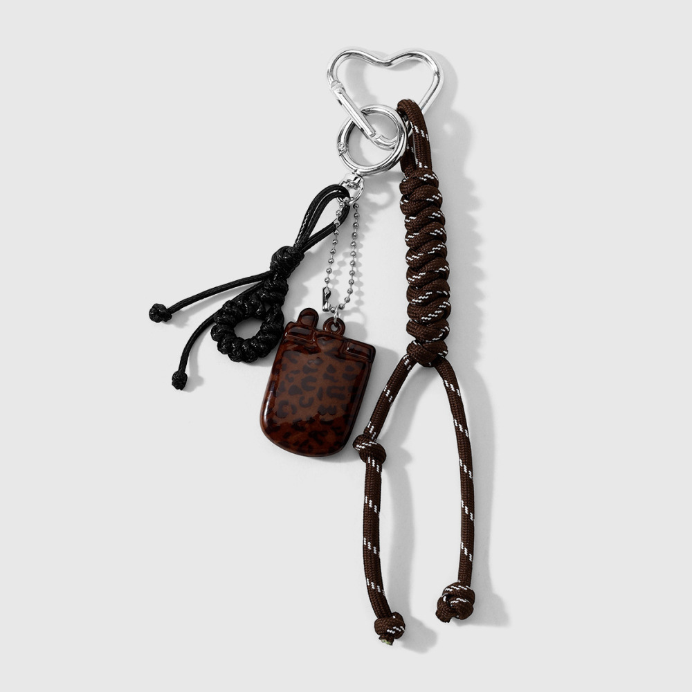 Simple Series Retro Leopard Print Mixed Color Woven Alloy Bag Charms