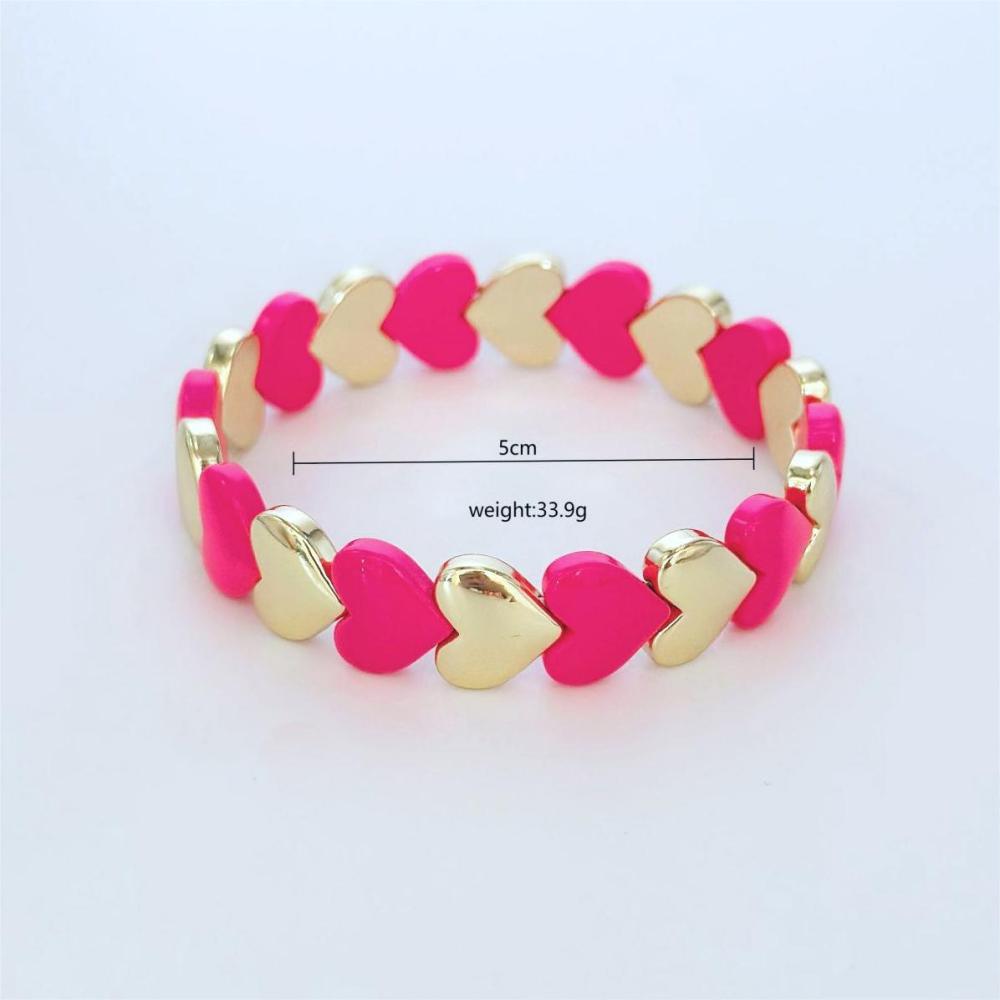 Simple Series Sweet Heart Mixed Color Copper Gold Color Women's Bangles