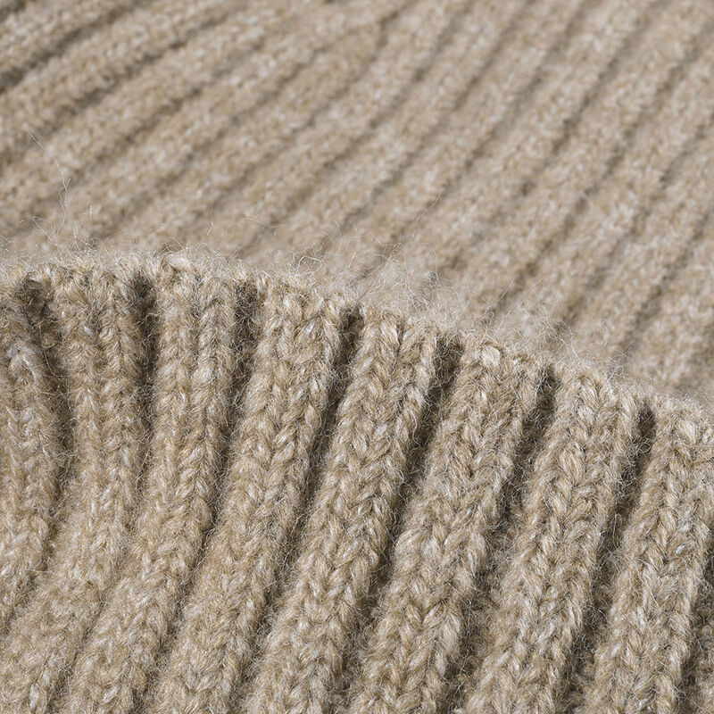 Simple Solid Color Stripe Wool Polyester Blend Knitted Beanie h5Picture2