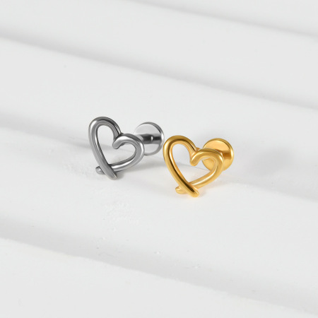 Simple Series Cute Irregular Shape Heart Stainless Steel Waterproof Women's Piercing Earrings 2