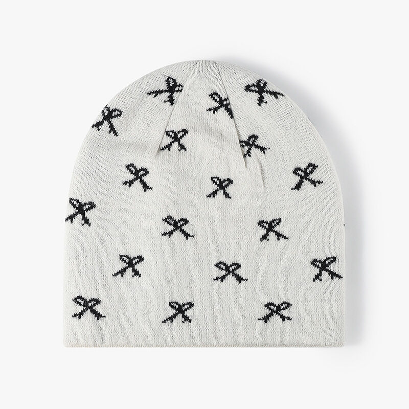 Sweet Bow Knot Polyester Women's Knitted Beanie