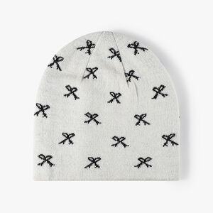 Sweet Bow Knot Polyester Women's Knitted Beanie h5