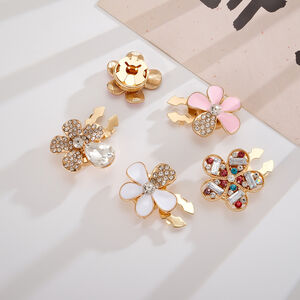Luxurious Series Elegant Flower Mixed Color Alloy Rhinestone Cufflinks h5 Picture3