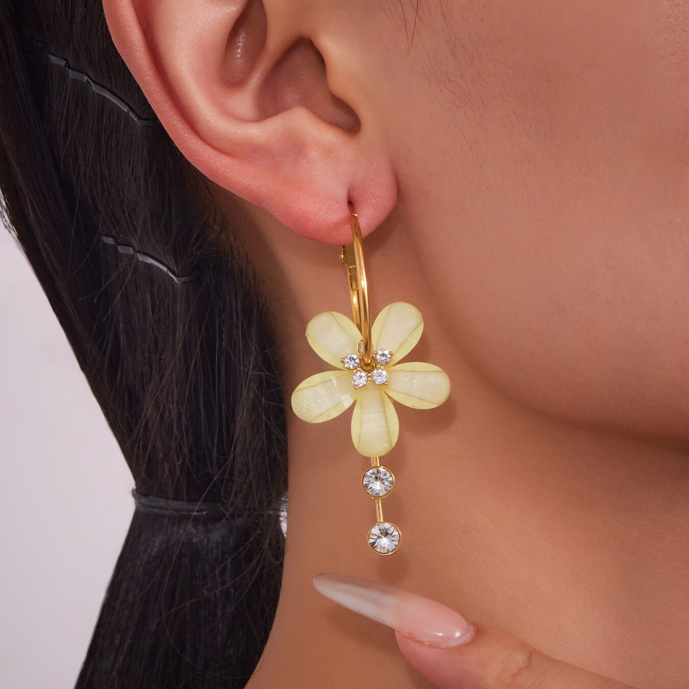 Romantic Series Retro Flower Stainless Steel Waterproof   Gold Color  Women's Hoop Earrings Picture4