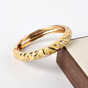 Luxurious Series Daily Stripe Lines Dripping Enamel Alloy Gold Color Women's Bangles h5