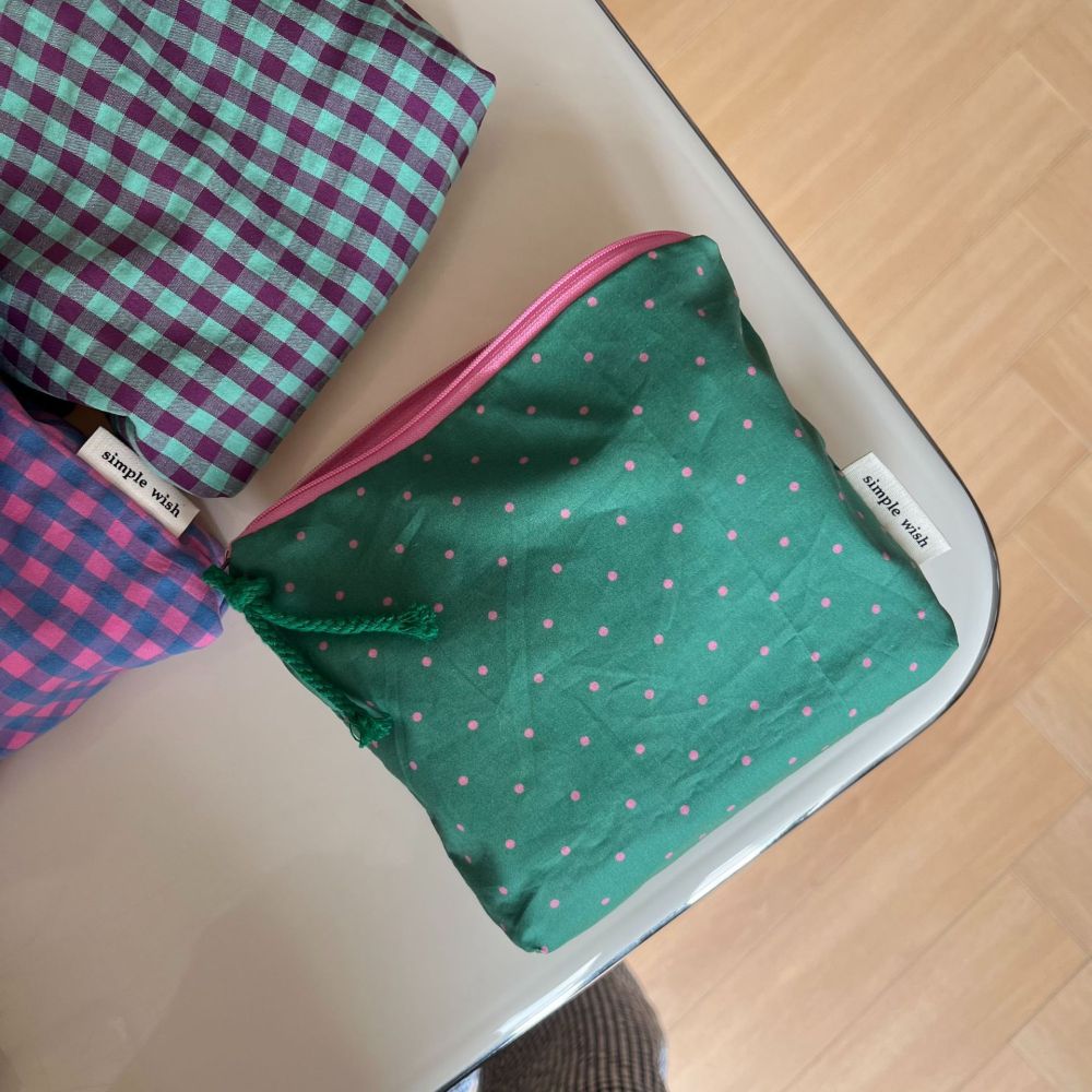 Simple Series Casual Plaid Polka Dots Cotton Makeup Bags 