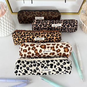 Simple Series Retro Corduroy Leopard Print Pen Pouches h5 Picture3