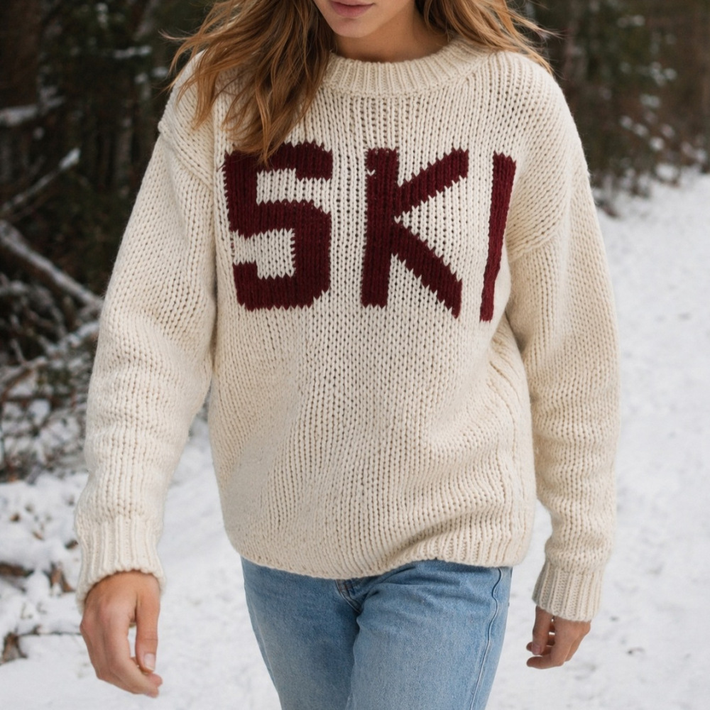 Casual Letters Loose Fit  Knitted Jumper Picture4