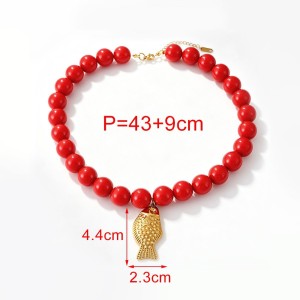 Beads Resin Stainless Steel Women's Beaded Necklaces h5 Picture3