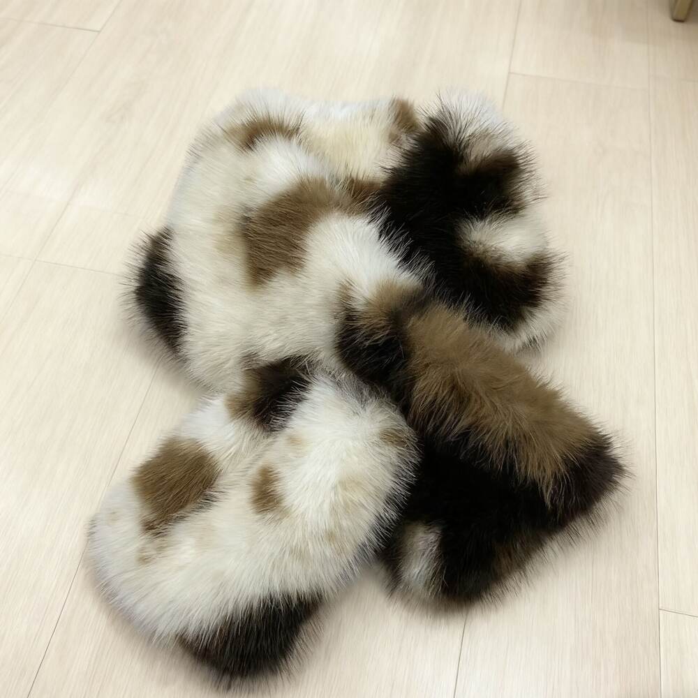 Simple Series Retro Mixed Color Animal Print Imitation Fur Winter Scarves