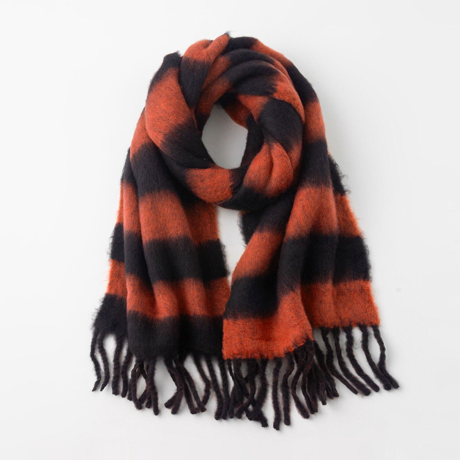Simple Series Daily Stripe Tassel Mixed Color Polyester Winter Scarves h5 Picture3