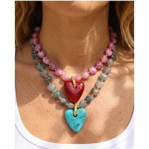 Collares De Resina Con Cuentas En Forma De Corazón De La Serie Romántica Para Mujer. h5 Imagen2