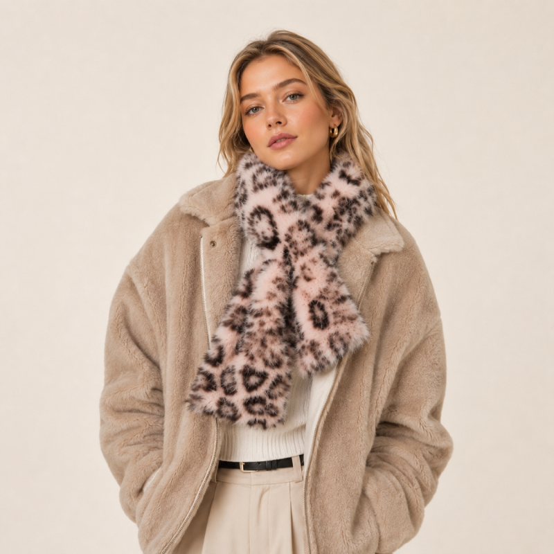Simple Series Retro Leopard Print Imitation Fur Winter Scarves Picture2