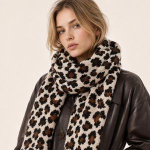 Simple Series Retro Wintersjaals Van Wol En Polyester Met Luipaardprint h5 Afbeelding2