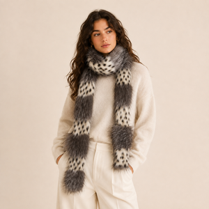 Classic Series Punk Patchwork Leopard Print Imitation Fur Winter Scarves h5 Picture2