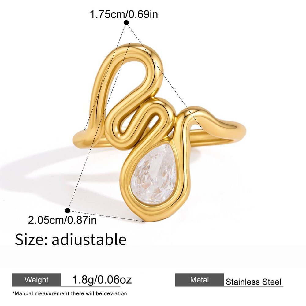 Bagues Pour Femmes En Acier Inoxydable, Couleur Or, Avec Zircon Et Lignes Simples Et Irrégulières.