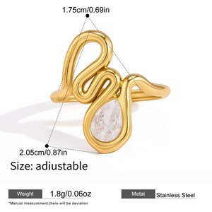 Bagues Pour Femmes En Acier Inoxydable, Couleur Or, Avec Zircon Et Lignes Simples Et Irrégulières. h5