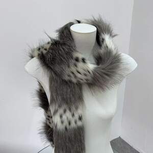 Classic Series Punk Patchwork Leopard Print Imitation Fur Winter Scarves h5 Picture7