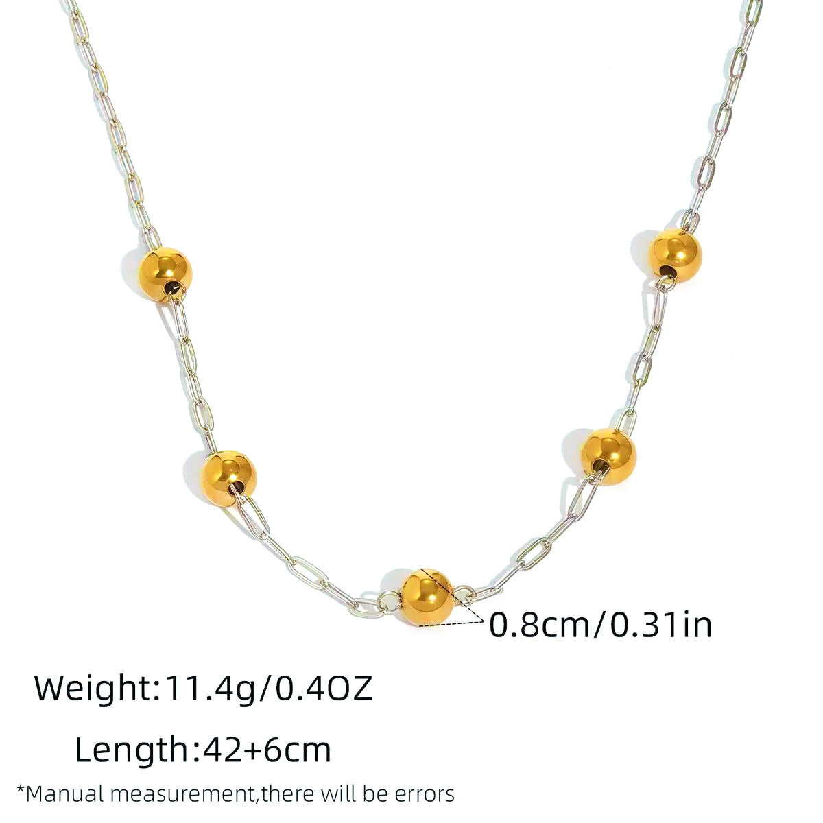 Simple Series Daily Circle Stainless Steel Waterproof   Gold Color  Women's Beaded Necklaces h5 