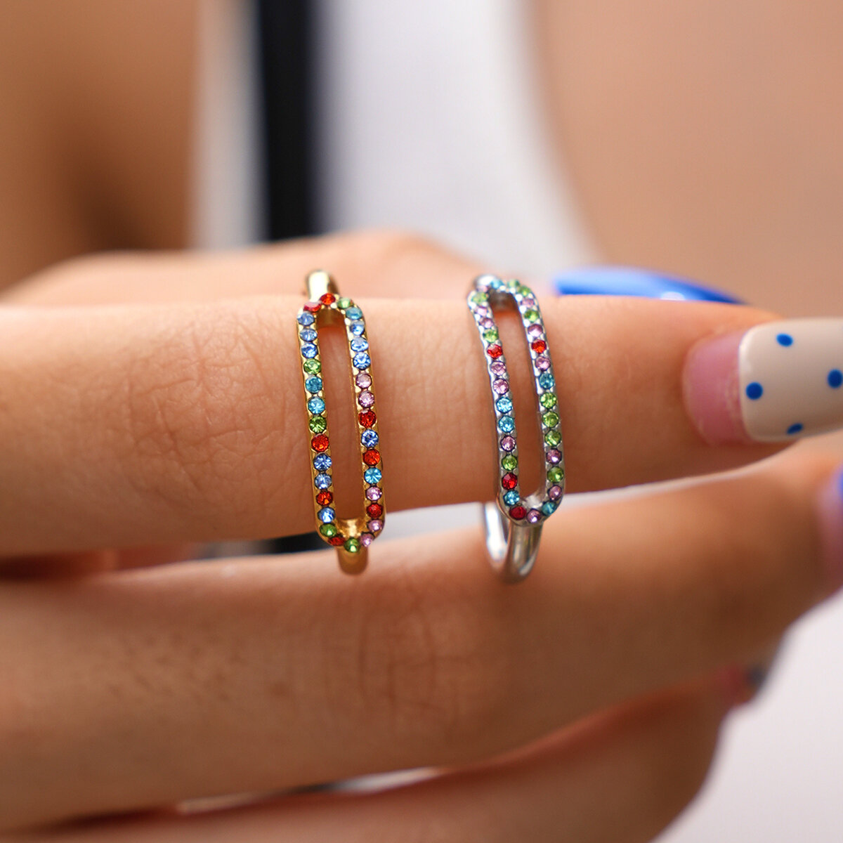 Anillos Llamativos De Acero Inoxidable Calado, Impermeables, De Color Dorado Y Con Forma Irregular, De La Serie Simple. h5 Imagen2