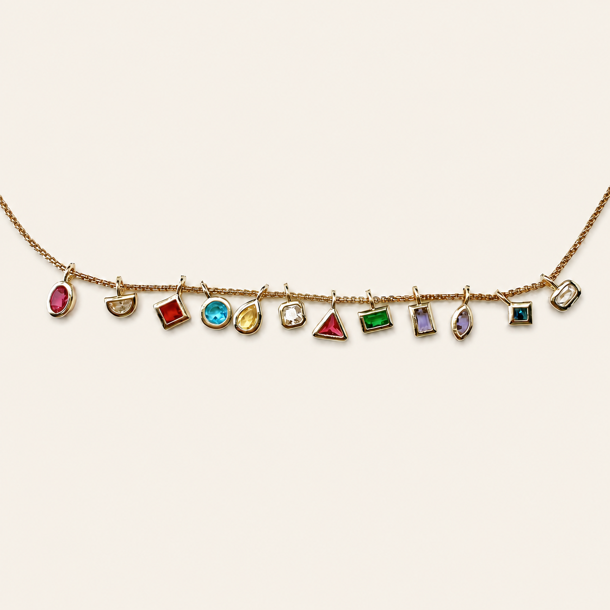Pendentifs pour femmes, collection Simple Series DIY, forme triangulaire et ellipse, pierre de naissance, mois, couleur cuivre et or