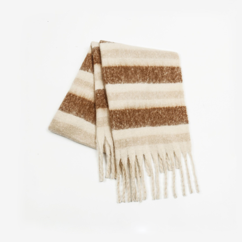 Simple Series Daily Stripe Tassel Mixed Color Winter Scarves