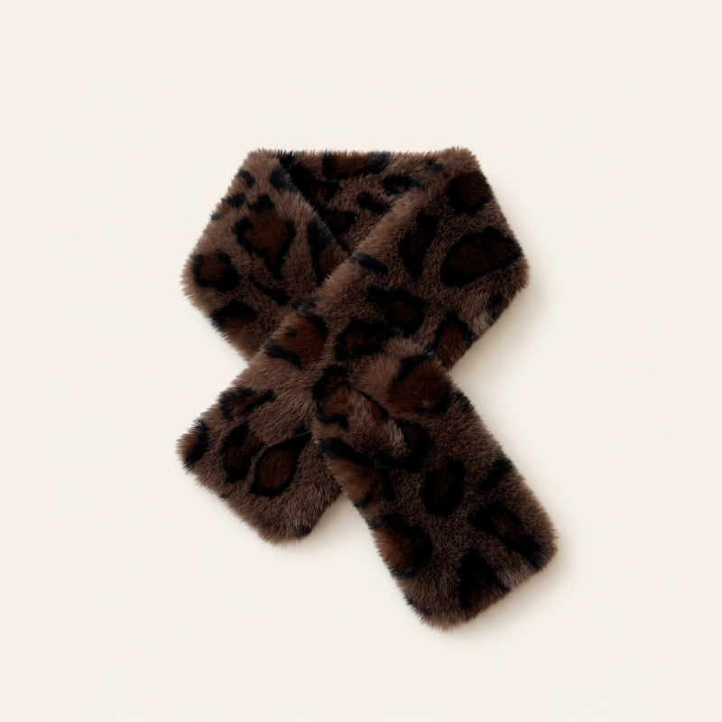 Simple Series Retro Leopard Print Imitation Fur Winter Scarves