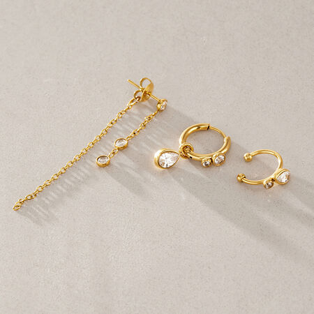 Simple Droplet Tassel Stainless Steel Waterproof Gold Color Women's Earring Sets