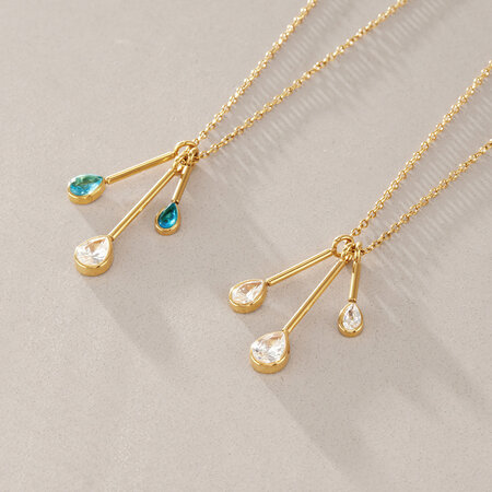 Collar con colgante sencillo de gota, de acero inoxidable, resistente al agua, color dorado y circonita, para mujer. 2