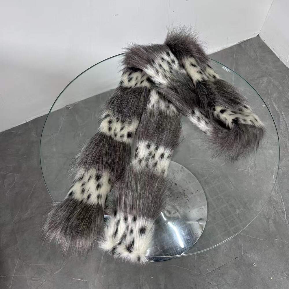 Classic Series Punk Patchwork Leopard Print Imitation Fur Winter Scarves Picture4
