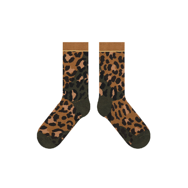 Unisex Retro Color Block Color Clash Leopard Print Mid-Calf Socks