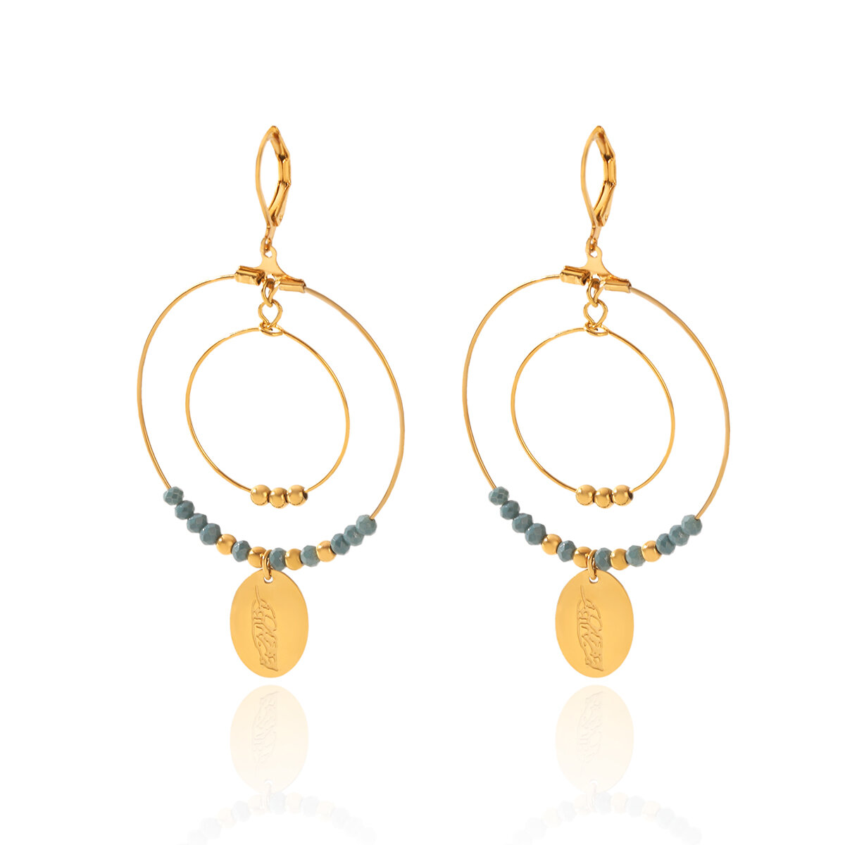 Pendientes Colgantes Para Mujer De La Serie Simple Daily Tassel Beads Circle De Acero Inoxidable, Resistentes Al Agua Y Color Dorado. 