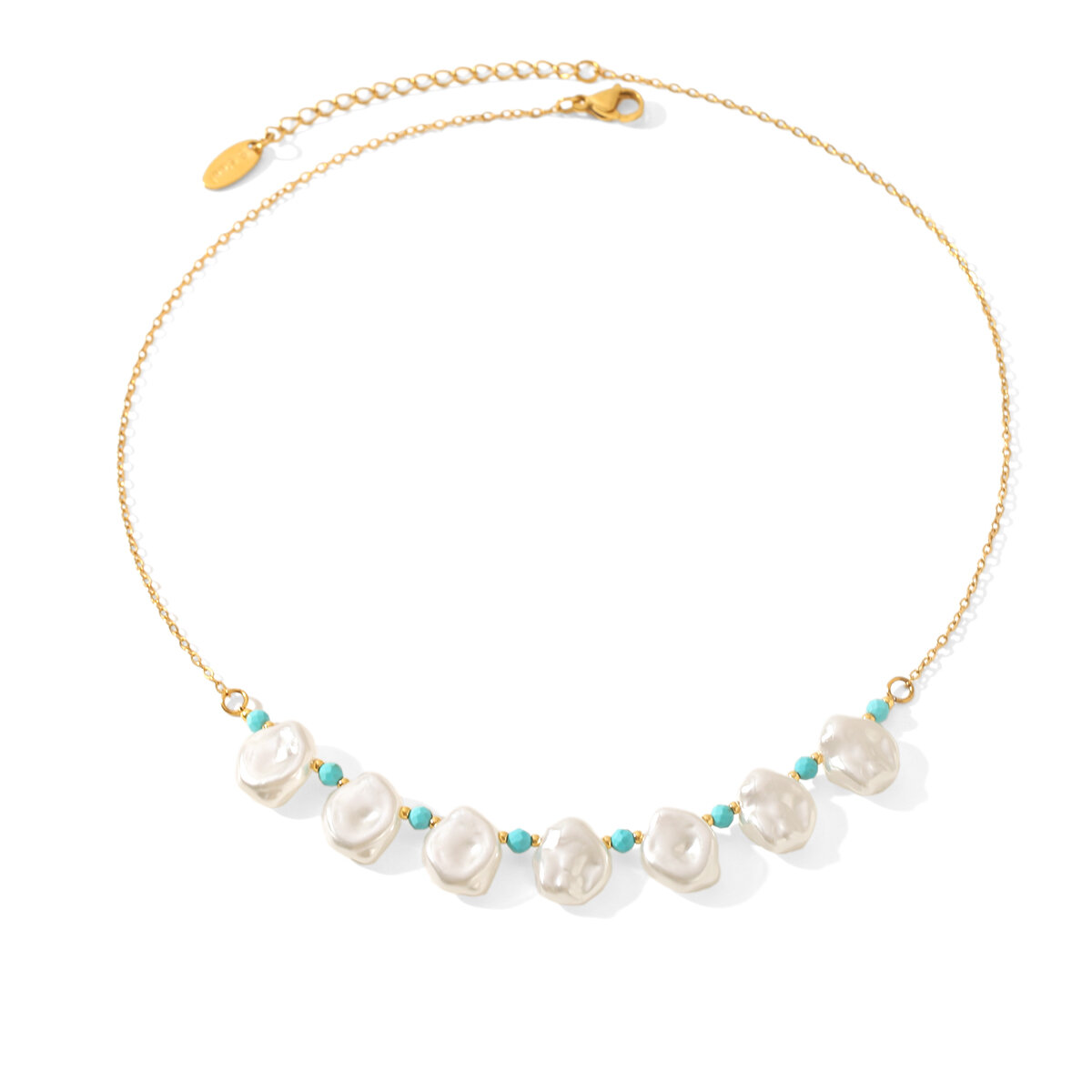 Collares De Cuentas Para Mujer De La Serie Simple, De Forma Irregular Y Colores Variados, De Acero Inoxidable, Resistentes Al Agua Y Color Dorado. 