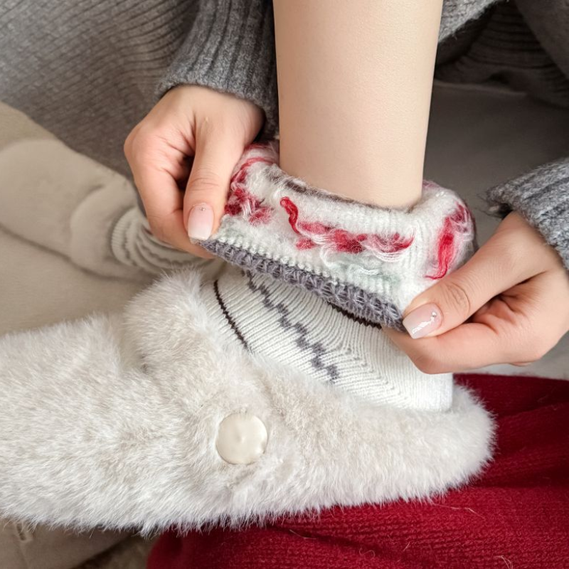 Chaussettes Mi-Mollet Pour Femmes, Motif Géométrique À Rayures, Illustration De Noël Image6