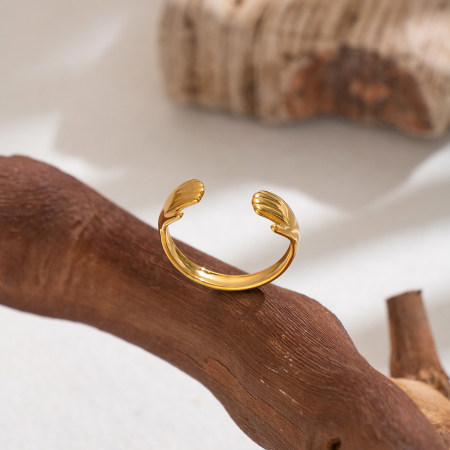 Palm Shape Stainless Steel Waterproof Gold Color Minimalist Rings 2