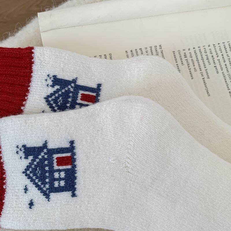 Chaussettes Mi-Mollet Pour Femmes, Motif Géométrique À Rayures, Illustration De Noël Image8