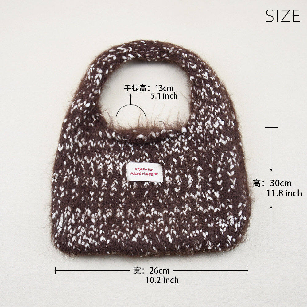 Casual Style Fluffy Woven Solid Color Woven Polyester Women's Round Bag Handbags h5 Picture6